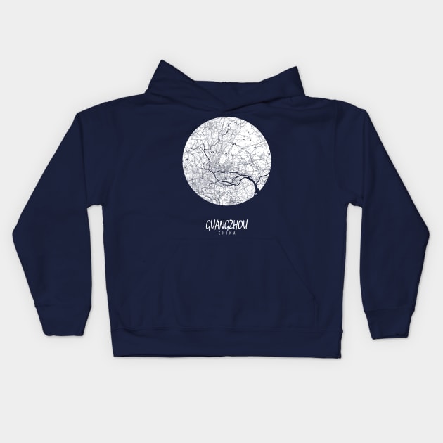 Guangzhou, Guangdong, China City Map - Full Moon Kids Hoodie by deMAP Studio